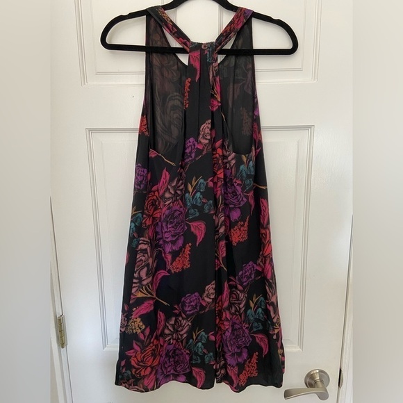 Alice + Olivia Black Colorful Floral Romantic Formal Halter Cocktail Shift Dress - Picture 7 of 14